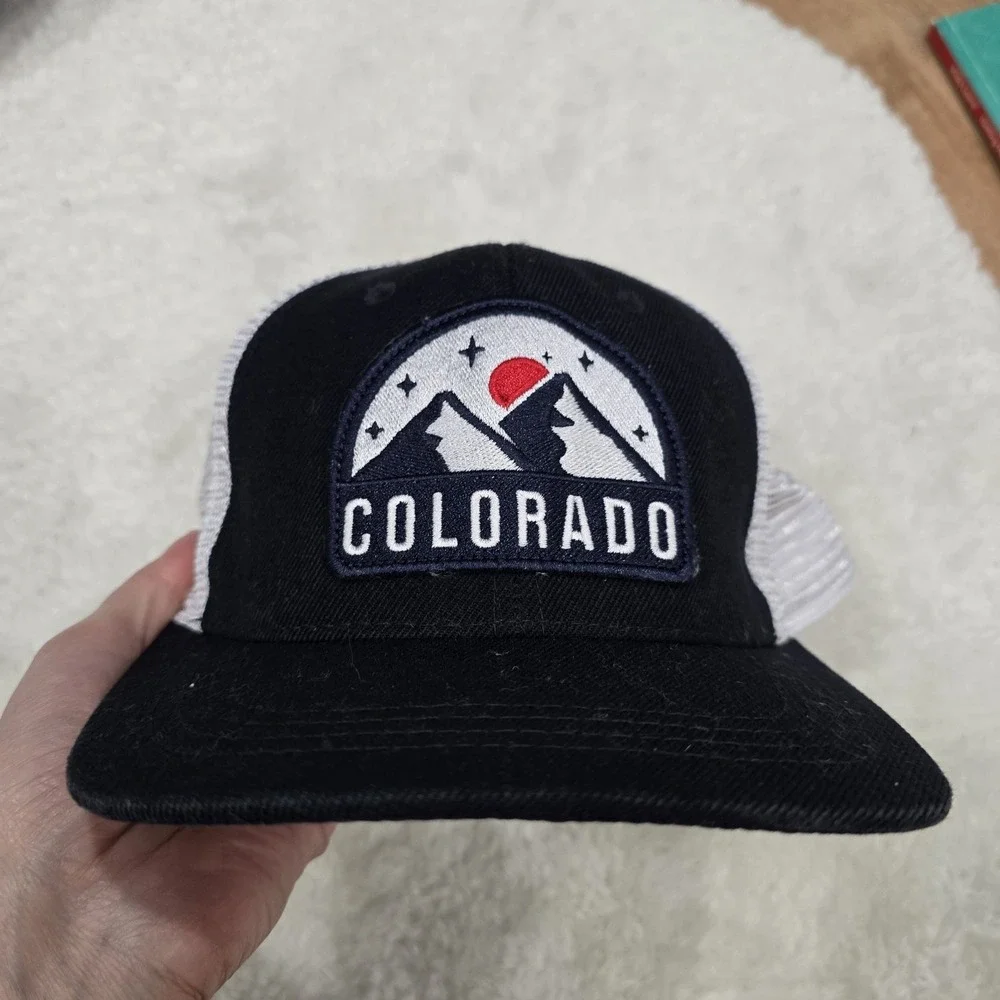 Colorado Mountain Trucker Hat Mesh Snapback Cap Black‎ White ST8SUPPLY